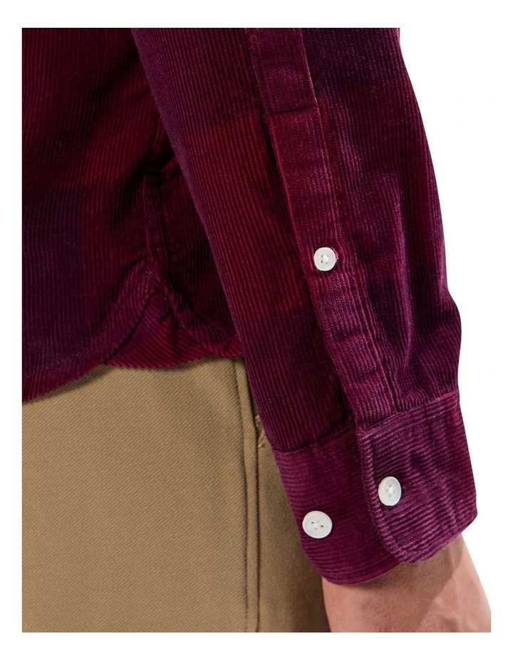 Chad Cord Check Shirt in Dark Plum image 4