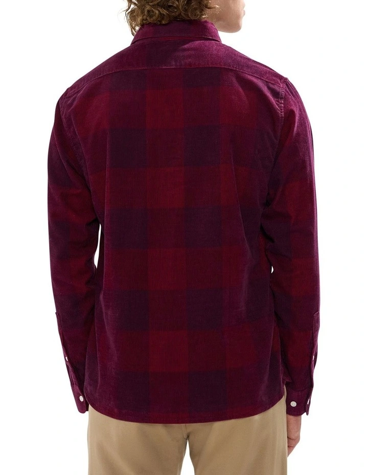 Chad Cord Check Shirt in Dark Plum image 5