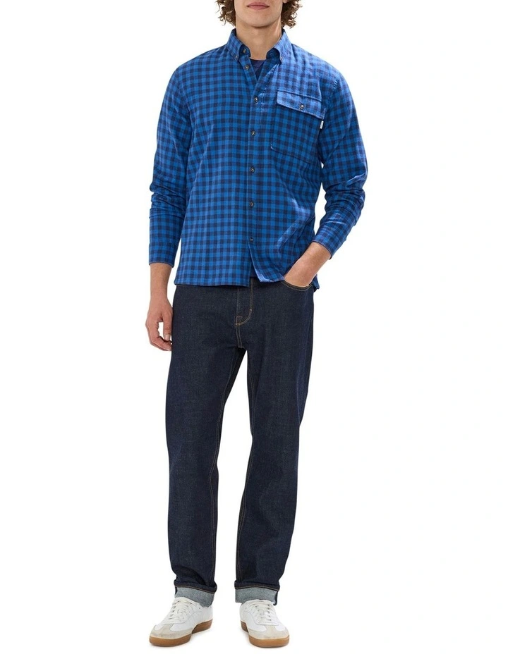 Len Check Shirt in Navy image 2