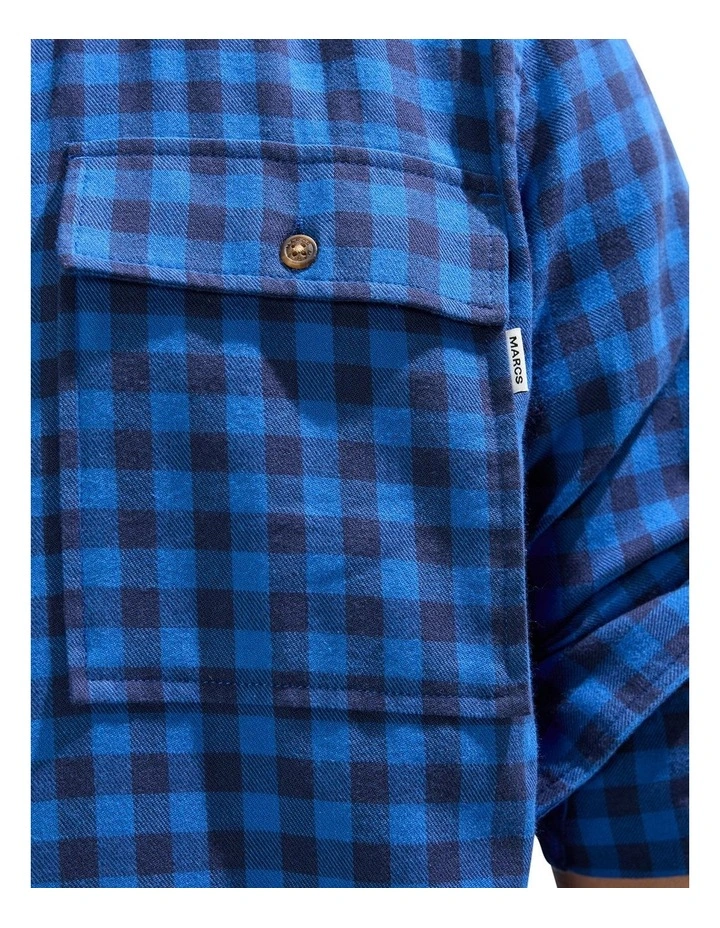 Len Check Shirt in Navy image 3