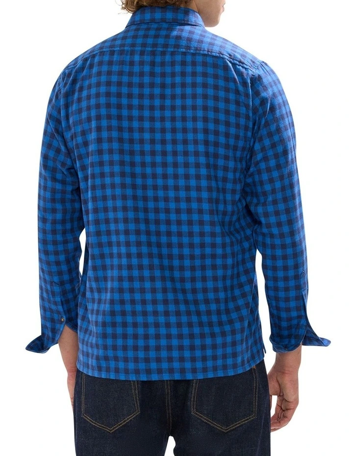 Len Check Shirt in Navy image 4