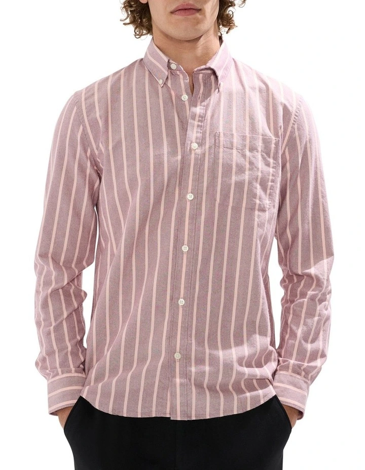 Julian Stripe Oxford Shirt in Fig Stripe image 1