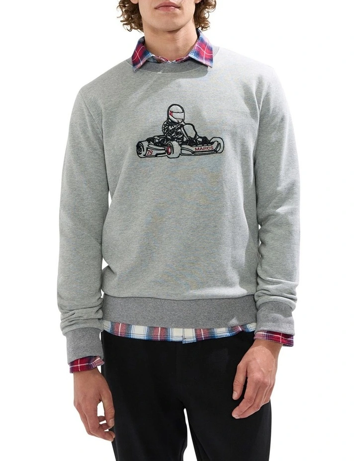 The Karting Line Sweat in Grey Marle image 1