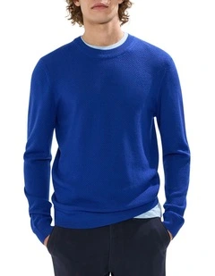 Gordon Textured Merino Knit in Azure Blue