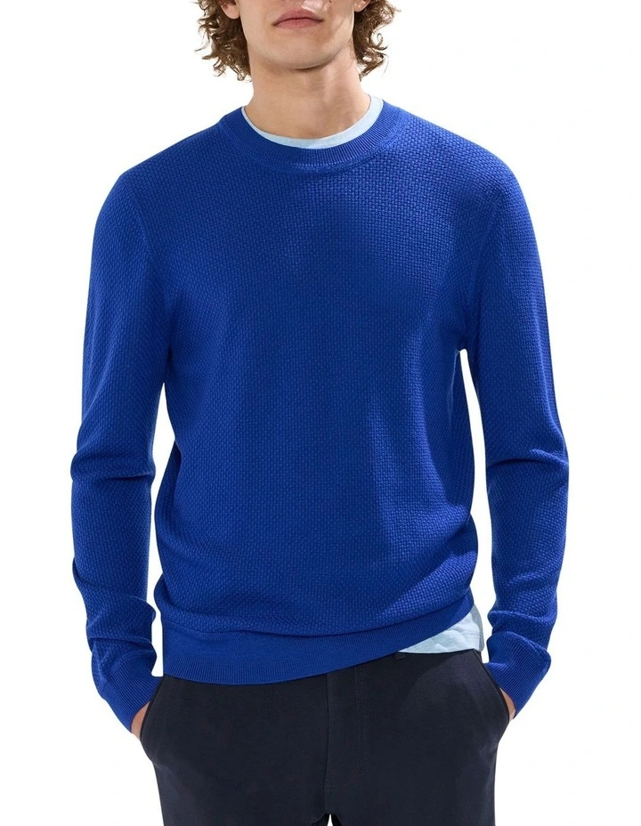 Gordon Textured Merino Knit in Azure Blue image 1
