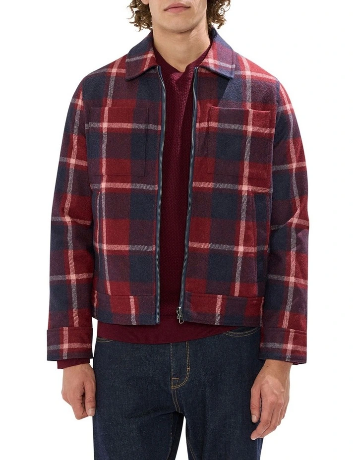 Victor Reversible Check Jacket in Fig/Navy image 1