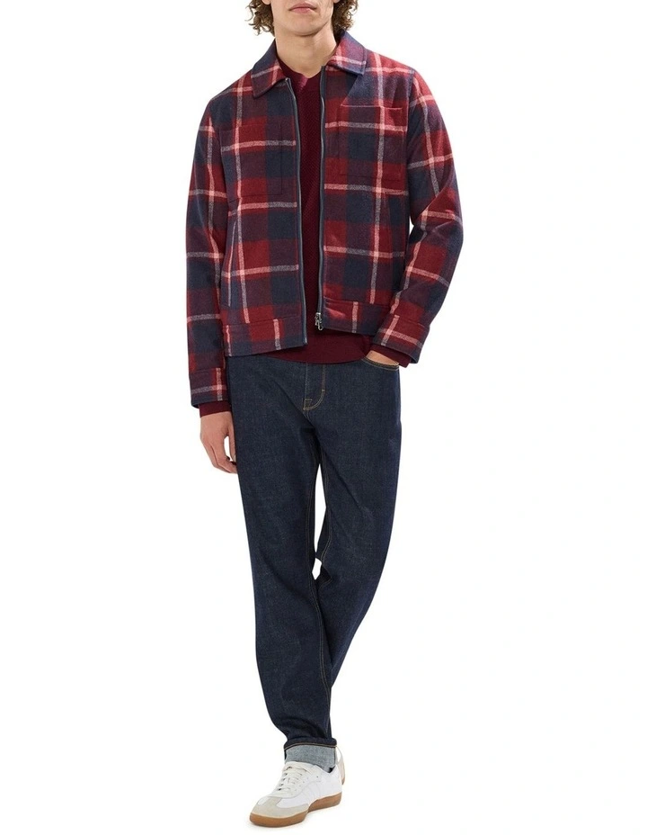 Victor Reversible Check Jacket in Fig/Navy image 3