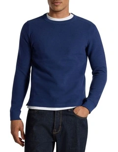 Let It Rain Brushed Rib Top in Navy