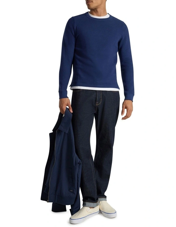 Let It Rain Brushed Rib Top in Navy image 2