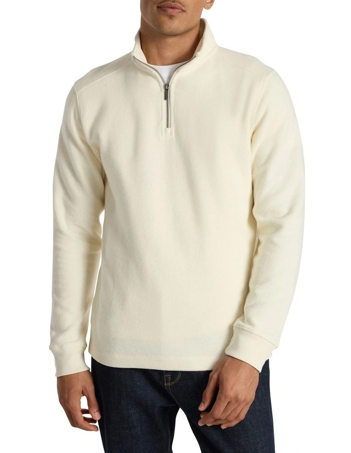 Let It Rain 1/4 Zip Sweat in Birch image 1