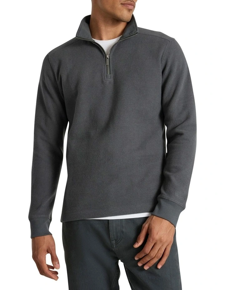 Let It Rain 1/4 Zip Sweat in Charcoal image 1