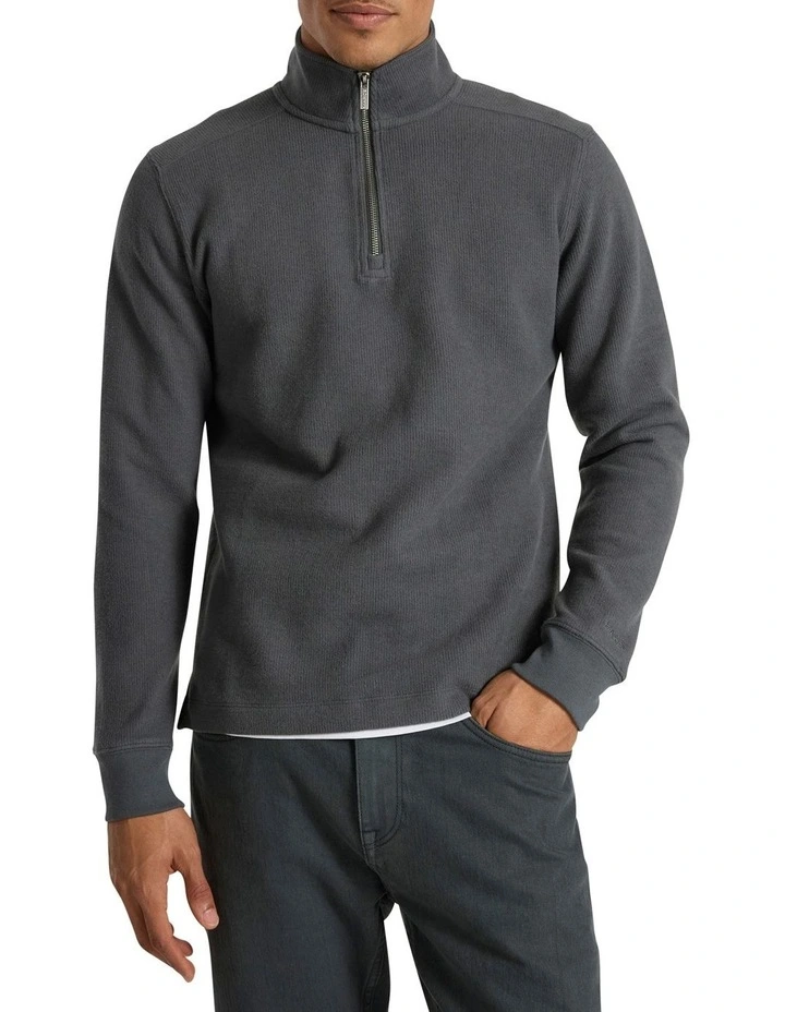 Let It Rain 1/4 Zip Sweat in Charcoal image 2