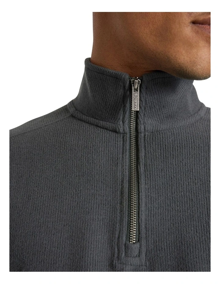 Let It Rain 1/4 Zip Sweat in Charcoal image 4
