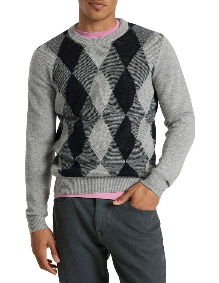 Matt Argyle Knit in Grey Multi image 1