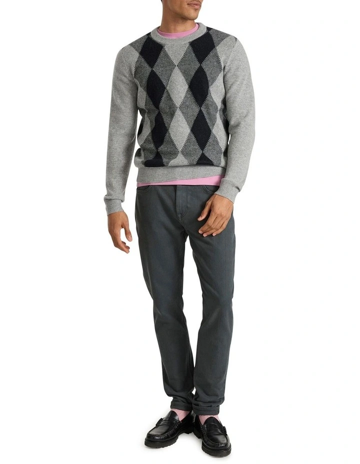 Matt Argyle Knit in Grey Multi image 2