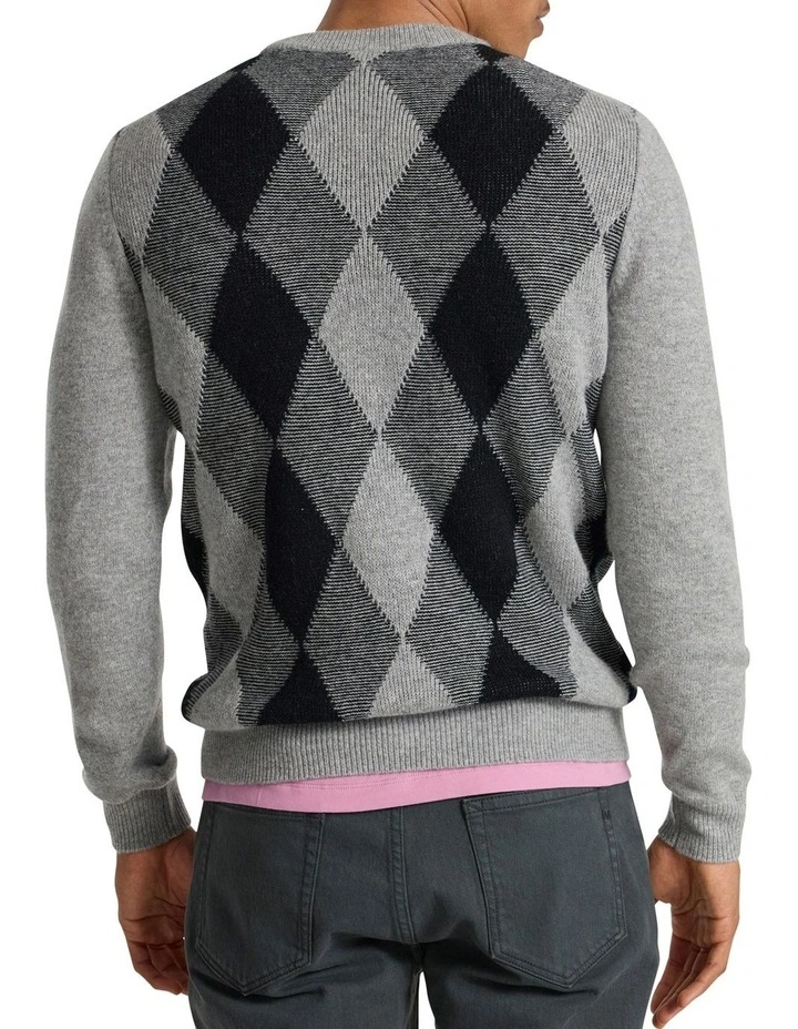 Matt Argyle Knit in Grey Multi image 4