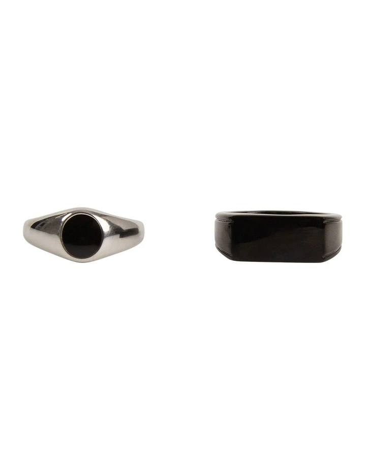 2 Pack Signet Rings in Silver image 1