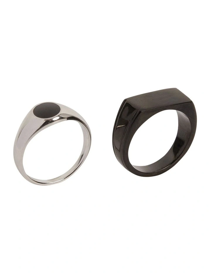 2 Pack Signet Rings in Silver image 2