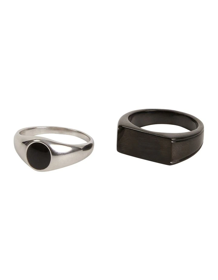 2 Pack Signet Rings in Silver image 3