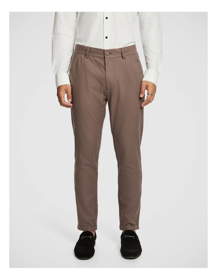 Amare Skinny Linen Blend Chino in Coffee image 1