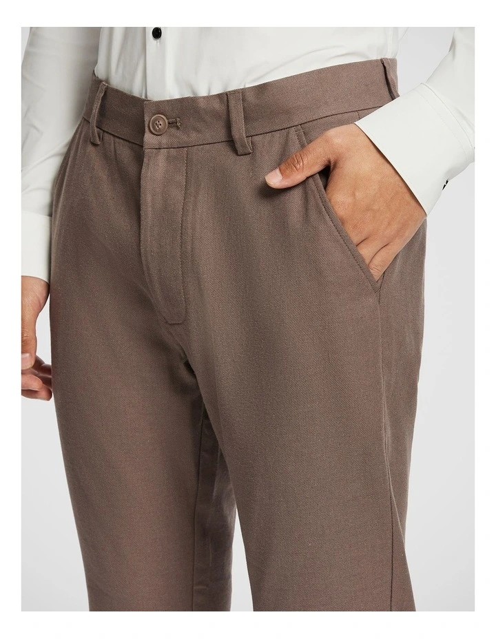 Amare Skinny Linen Blend Chino in Coffee image 3