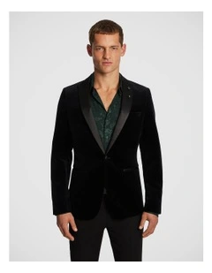 Milan Velvet Blazer in Black
