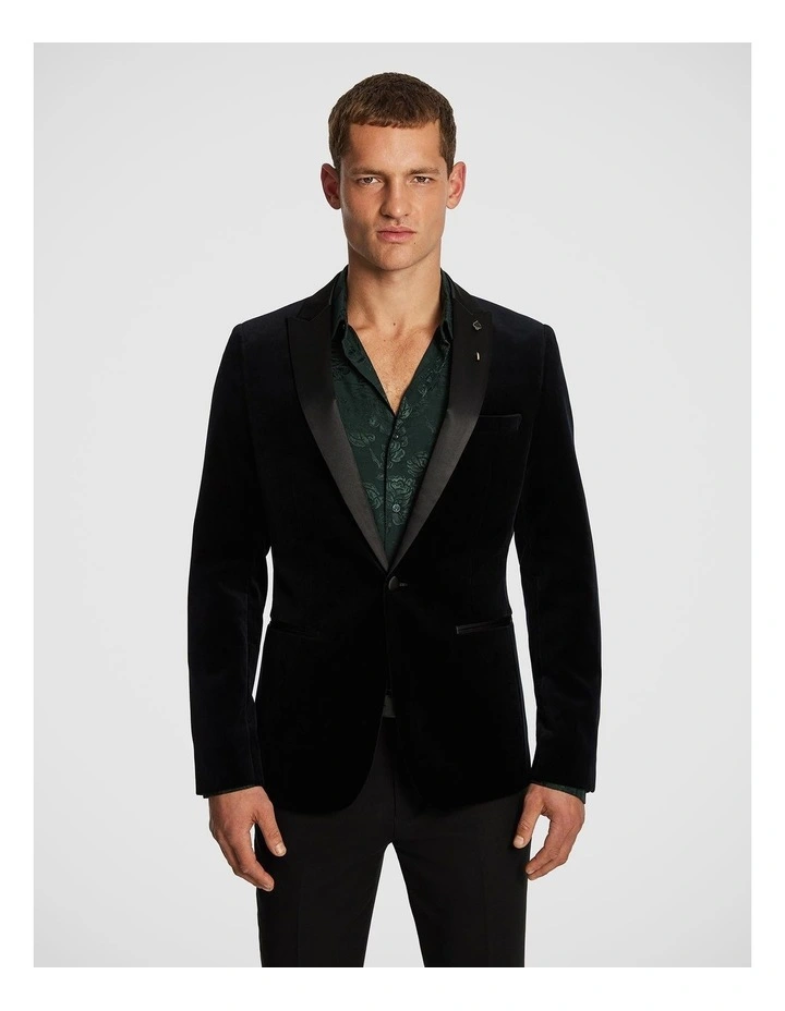Milan Velvet Blazer in Black image 1