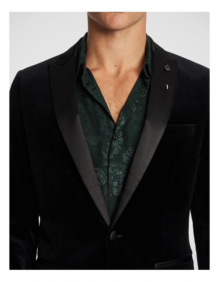 Milan Velvet Blazer in Black image 3
