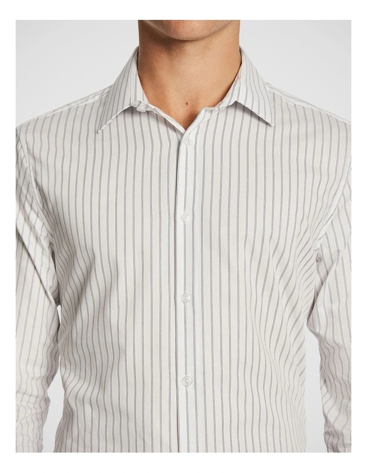 Simon Stripe Slim Dress Shirt in White image 3