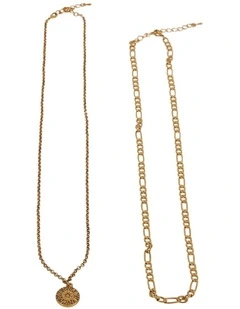 Engraved Pendant Necklace 2 Pack in Gold