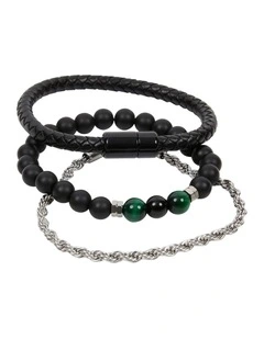 Beaded 3 Pack Bracelet in Black