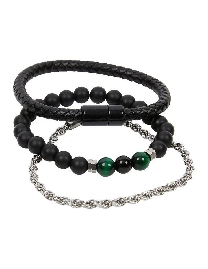 Beaded 3 Pack Bracelet in Black image 1