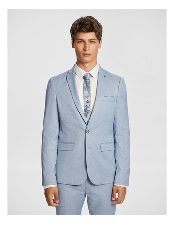 Pandro Skinny Suit Jacket in Blue