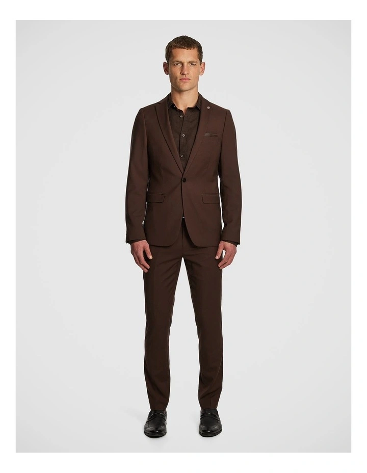 Dimitri Skinny Suit Jacket in Brown image 6