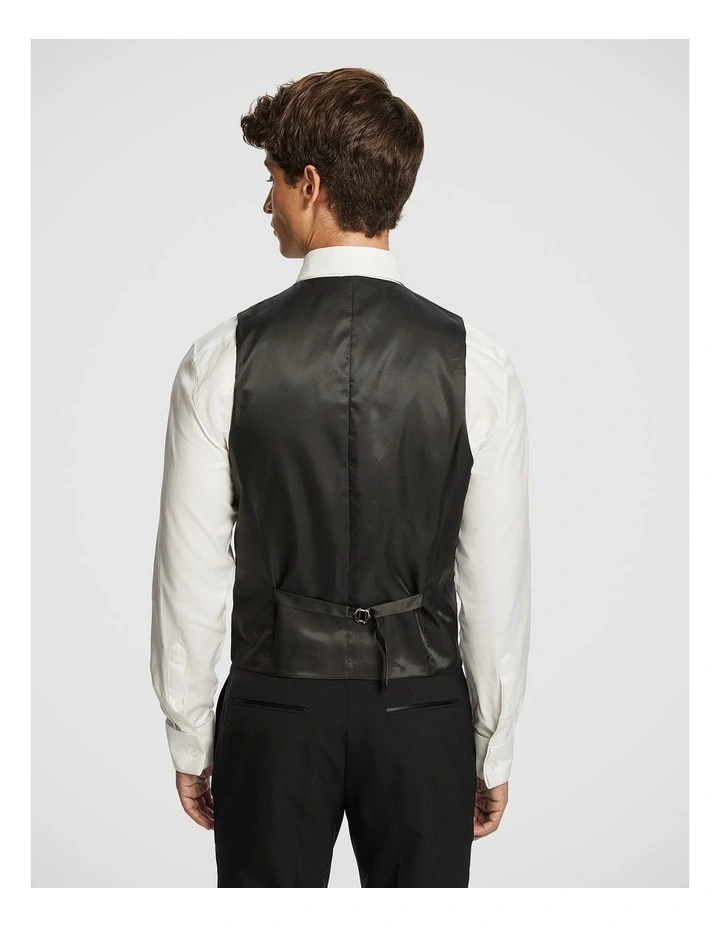 Seville Tux Slim Waistcoat in Black image 2
