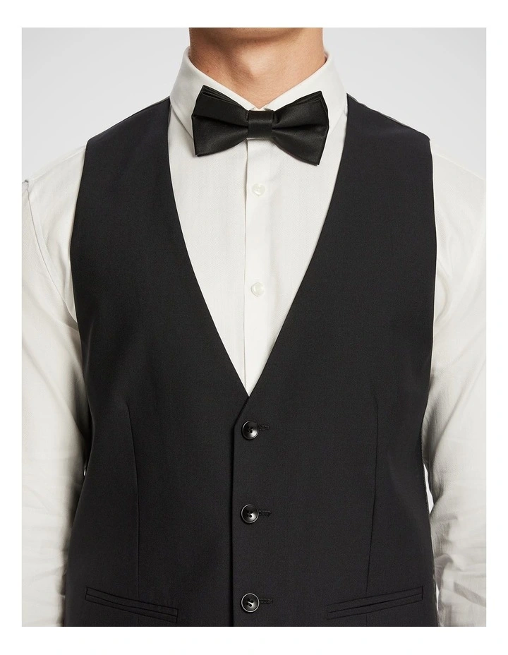 Seville Tux Slim Waistcoat in Black image 3