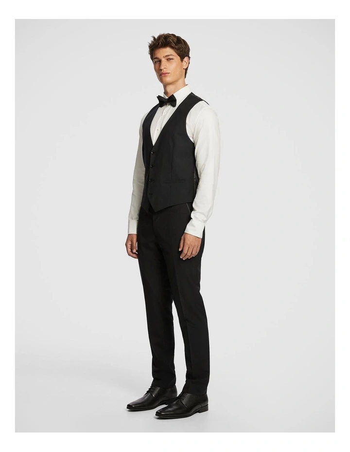 Seville Tux Slim Waistcoat in Black image 4