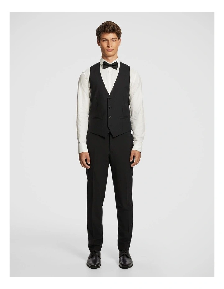 Seville Tux Slim Waistcoat in Black image 5
