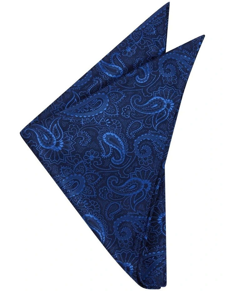 Apollo Paisley Pocket Square in Navy image 1