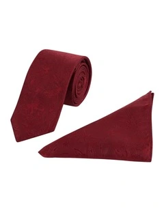 Dre Tie And Pocket Square Set in Red