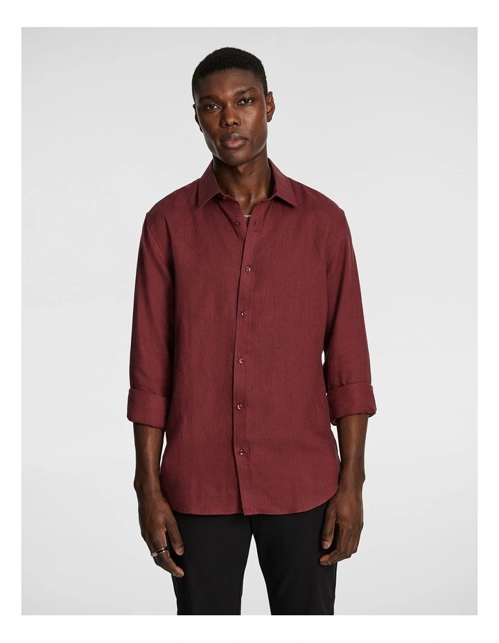 West Hampton Pure Linen Shirt in Brick image 1
