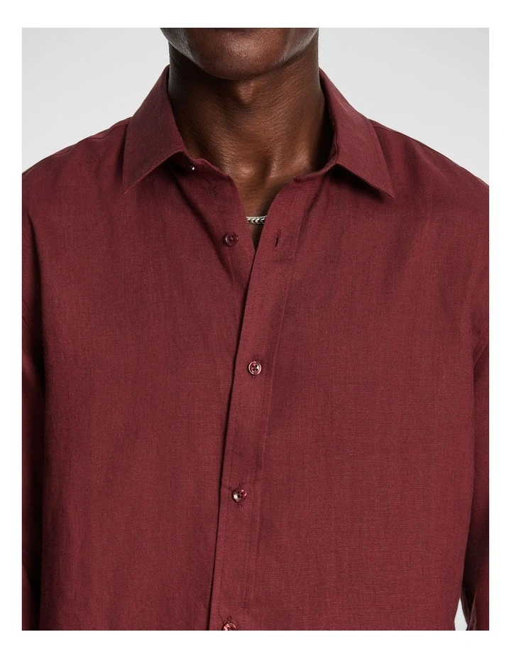 West Hampton Pure Linen Shirt in Brick image 3