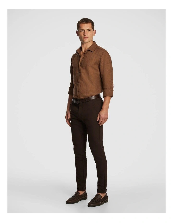 West Hampton Pure Linen Shirt in Mid Brown image 4