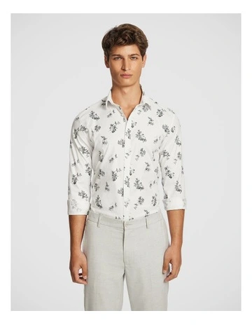 Palisade Slim Floral Shirt in Light Grey