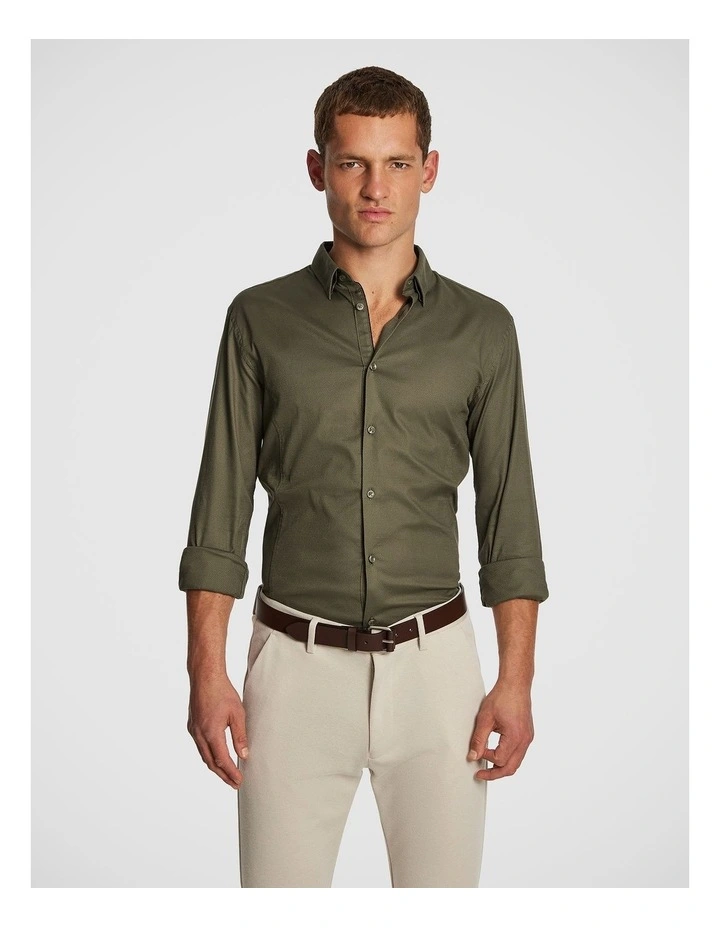 Euro Muscle Fit Shirt in Khaki image 1