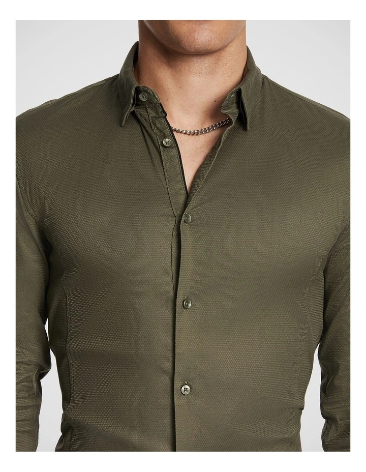 Euro Muscle Fit Shirt in Khaki image 3