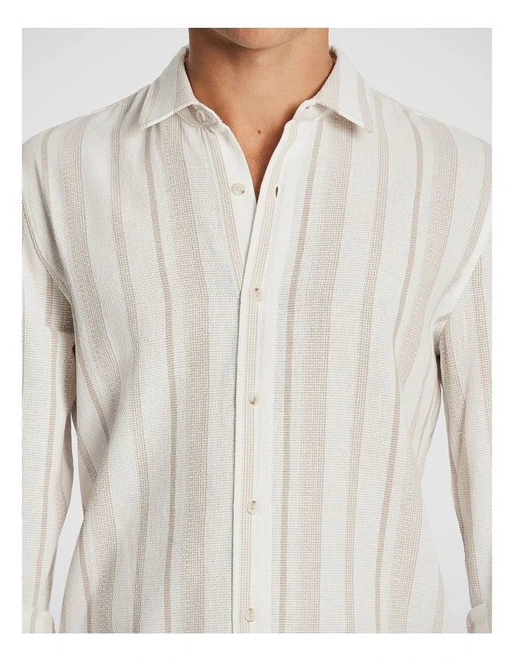 Island Stripe Textured Shirt in White image 3
