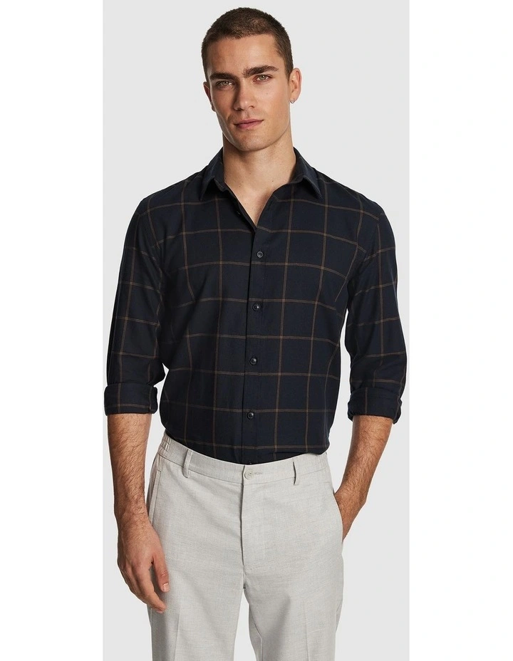 Riggo Check Shirt in Navy image 1