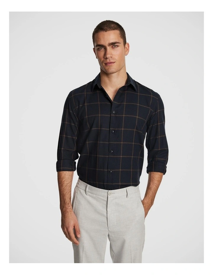 Riggo Check Shirt in Navy image 1