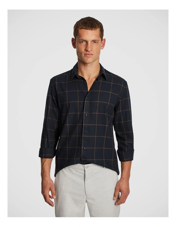 Riggo Check Shirt in Navy image 1